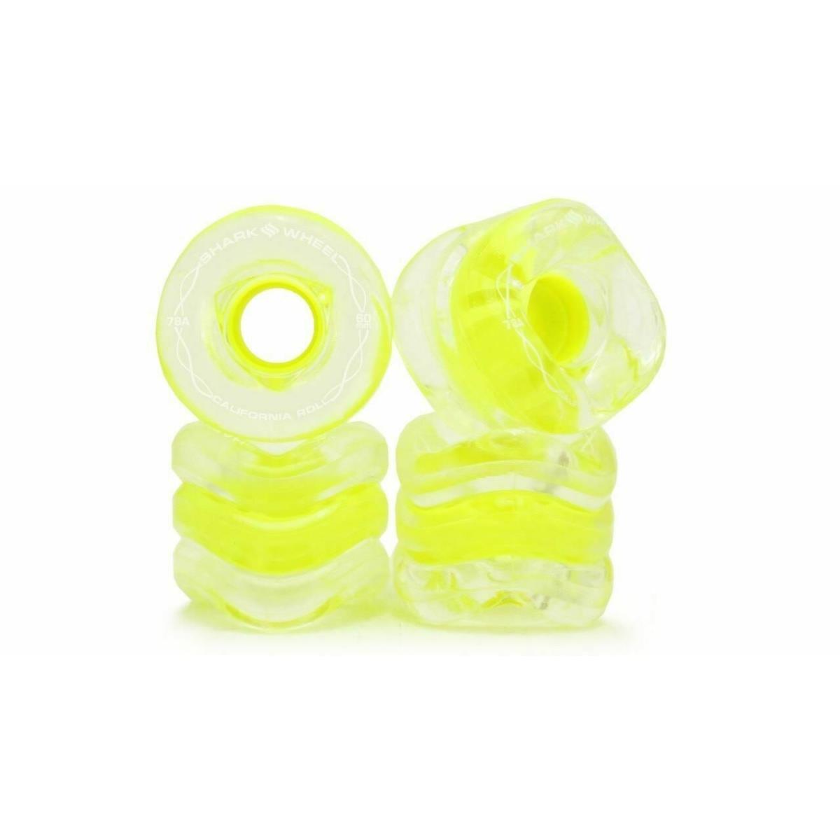 Picture of Shark Wheel 1001S60MMS78ACY 60mm 78A Clear with Yellow Hub California Roll Skateboard Wheel - Set of 4