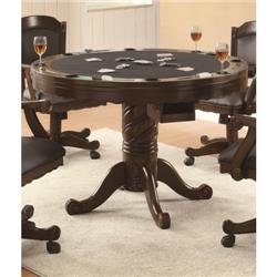 100871-S5 Turk 3-in-1 Round Pedestal Game Table, 4 Chair - 5 Piece -  Coaster