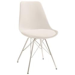 102792 Contemporary Dining Chair, White & Chrome -  Coaster