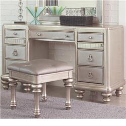Picture of Coaster 204187 Bling Game Vanity Desk with 7 Drawers & Stacked Bun Feet - Metallic Platinum