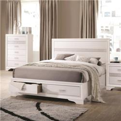 205111KE-S5 Miranda Eastern King Size Storage Bedroom Set, White - 5 Piece -  Coaster