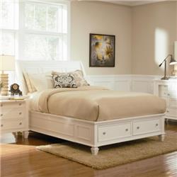 201309KW-S4 Sandy Beach California King Size Sleigh Footboard Storage Bedroom Set, White - 4 Piece -  Coaster