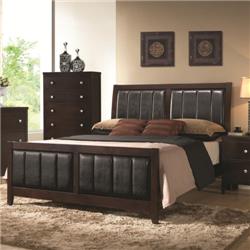 202091KE-S5 Carlton Upholstered Eastern King Size Bedroom Set, Cappuccino - 5 Piece -  Coaster