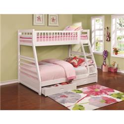 460180 Bunks Twin over Full Bunk Bed with 2 Drawers & Attached Ladder - White -  Coaster