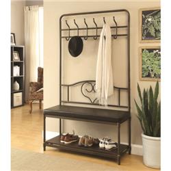 Picture of Coaster 900932 Coat Racks Hall Tree with Storage Bench&#44; Black