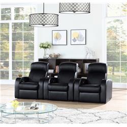 Picture of Coaster Furniture 600001-S3B Home Theater Seating Set&#44; Black - 3 Piece