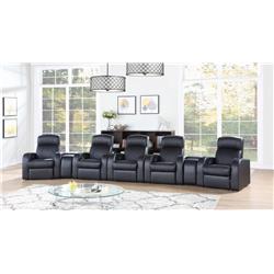 Picture of Coaster Furniture 600001-S5B 7 Piece Cyrus 5-Seater Home Theater Upholstered Recliner, Black