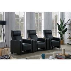 Picture of Coaster Furniture 600181-S3B 88.5 x 41.25 x 35 in. Home Theater Seating, Black - 3 Piece