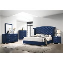 Picture of Coaster Furniture 223371Q-S4 66.25 x 70 x 95.5 in. Melody Tufted Upholstered Queen Bedroom Set&#44; Pacific Blue Velvet - 4 Piece