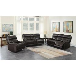 Picture of Coaster Furniture 610481P-S3 Dark Brown Sofa&#44; Loveseat & Recliner Set - 3 Piece