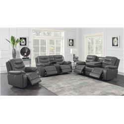 Picture of Coaster Furniture 610204P-S3 Flamenco Charcoal Tufted Upholstered Power Living Room Set with Sofa Plus Loveseat Plus Recliner - 3 Piece