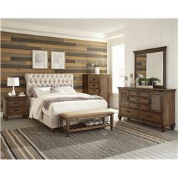 Coaster Furniture 300525KE-S5 Nightstand, Dresser, Mirror & Chest Bed, Beige & Burnished Oak - King Size - 5 Piece -  Cioaster Co of America