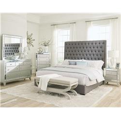 Picture of Coaster Furniture 300621KE-S4 Camille Eastern King Bedroom Set&#44; Grey & Metallic Mercury - 4 Piece