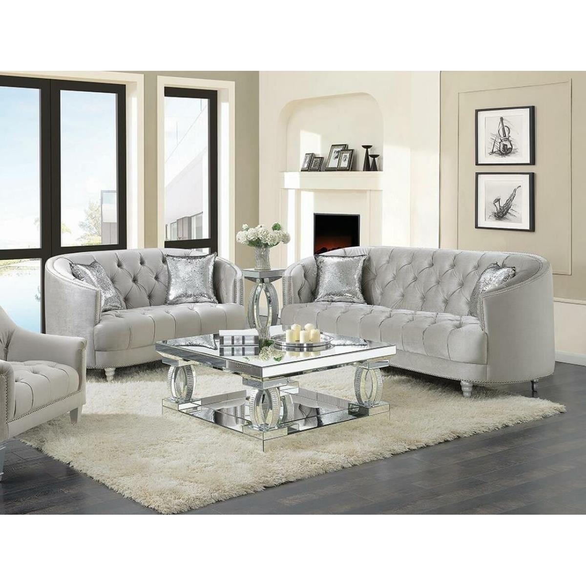 Picture of Coaster Furniture 508461-S2 Avonlea Tufted Living Room Set&#44; Grey - 2 Piece