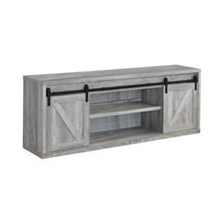 Furniture  71 in. 3-Shelf Sliding Doors TV Console, Grey Driftwood - Coaster 723263