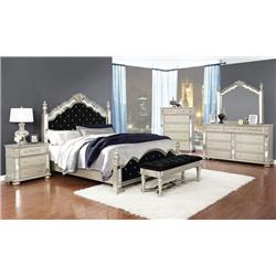 Picture of Coaster Furniture 222731KE-S5 72 x 80 in. Heidi Bedroom Set&#44; Metallic Platinum & Black - 5 Piece