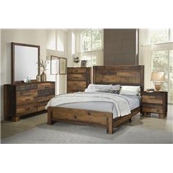 Picture of Coaster Furniture 223141KE-S4 Sidney Eastern Panel Bedroom Set&#44; Rustic Pine - King Size - 4 Piece