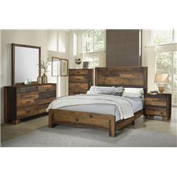 Picture of Coaster Furniture 223141KE-S5 Sidney Eastern Panel Bedroom Set&#44; Rustic Pine - King Size - 5 Piece