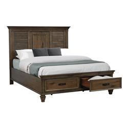 Coaster Furniture 200970KE-S4 Franco Eastern Nightstand Dresser Mirror Bed Set, Burnished Oak - King Size - 4 Piece -  Cioaster Co of America