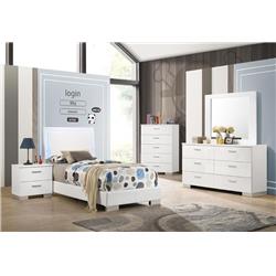 Coaster Furniture 203500T-S5 Twin Bedroom Set with LED Lighting, Glossy White - 5 Piece -  Cioaster Co of America