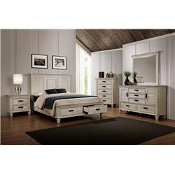 Coaster Furniture 205330KE-S4 Nightstand, Dresser, Mirror Eastern Storage Bedroom Set, Antique White - King Size - 4 Piece -  Cioaster Co of America