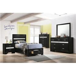 Coaster Furniture 206361T-S5 Miranda Twin Storage Bedroom Set, Black - 5 Piece -  Cioaster Co of America