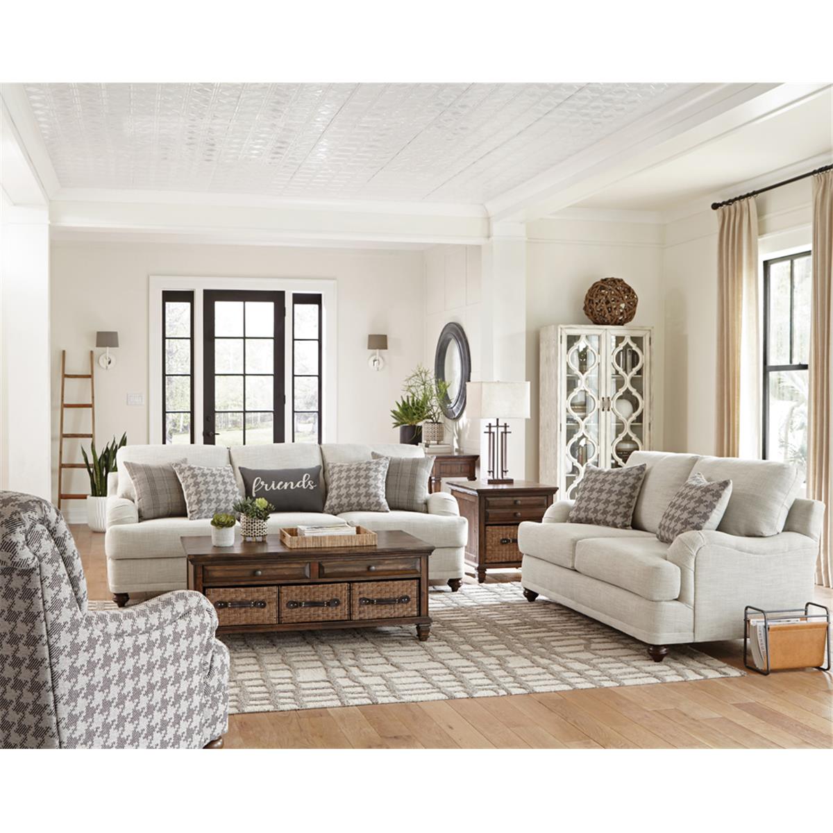 Picture of Coaster Furniture 511094-S2 Glenn Cushion Back Living Room Set, Light Grey - 2 Piece