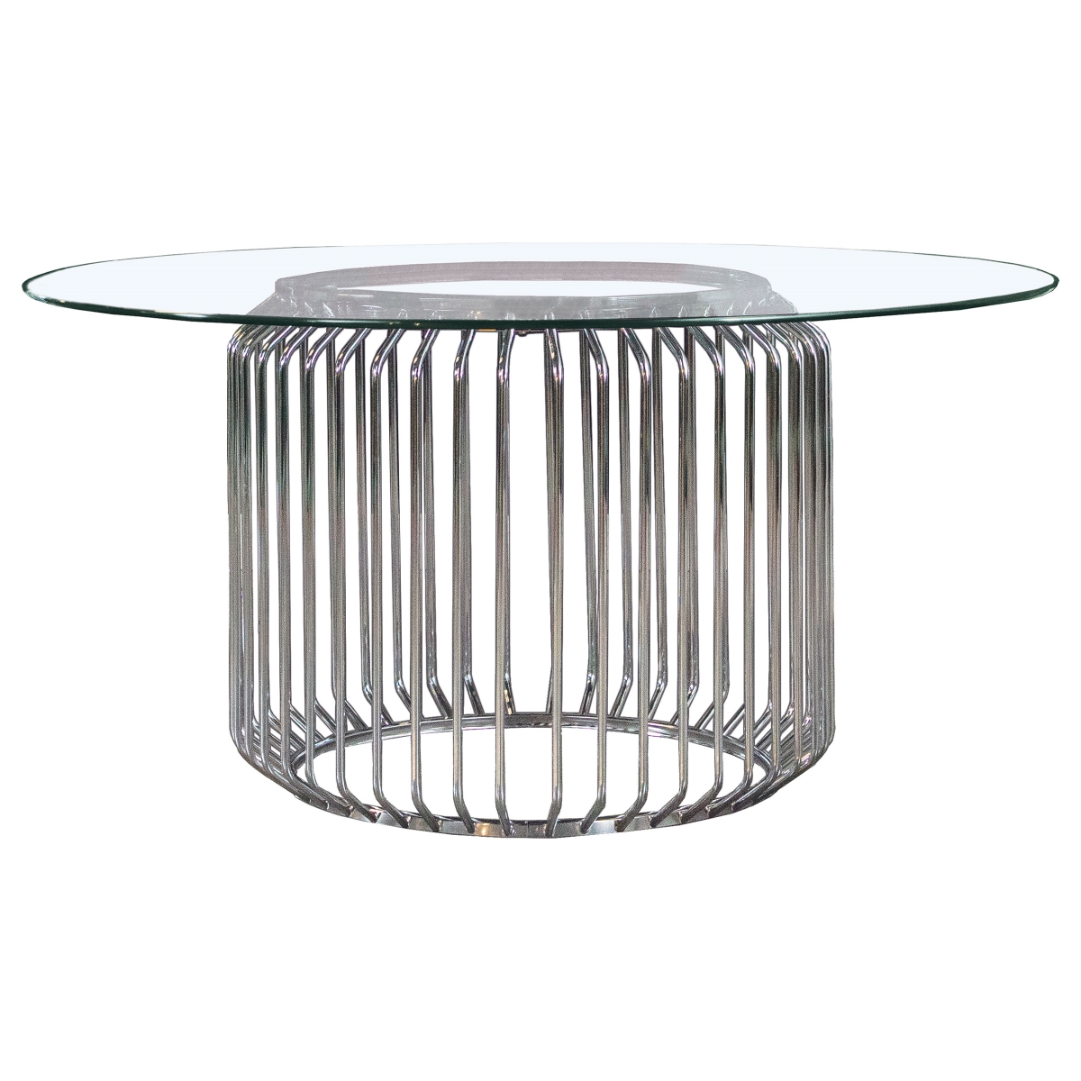 Picture of Coaster Furniture 193430BG 60 in. Veena Round Glass Top Dining Table - Clear & Chrome