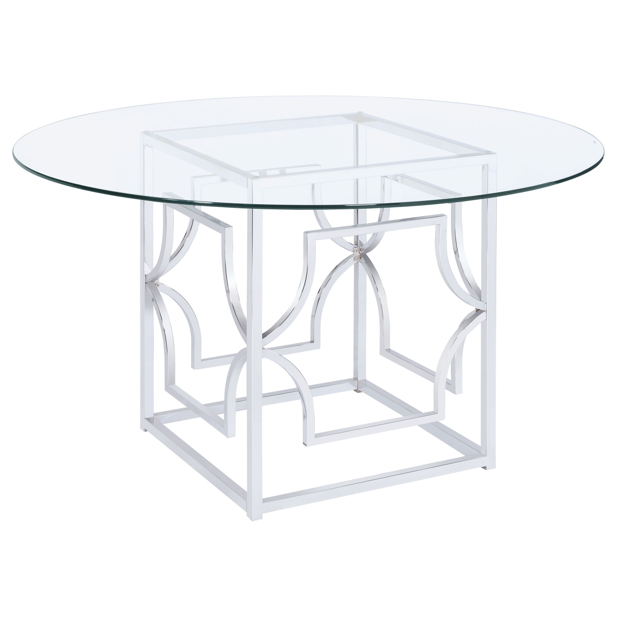 Picture of Coaster Furniture 192561BG Starlight Round Glass Top Dining Table - Clear & Chrome