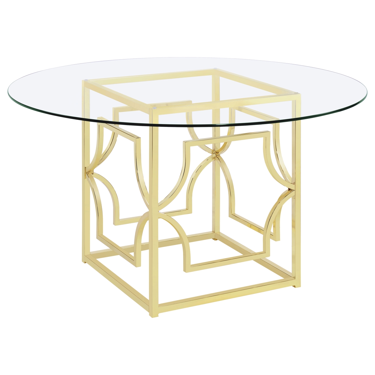 Picture of Coaster Furniture 192641BG Starlight Round Glass Top Dining Table - Clear & Brass