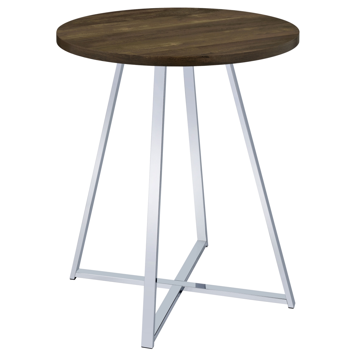 Picture of Coaster Furniture 183516 Burkhart Sled Base Round Bar Table - Brown Oak & Chrome