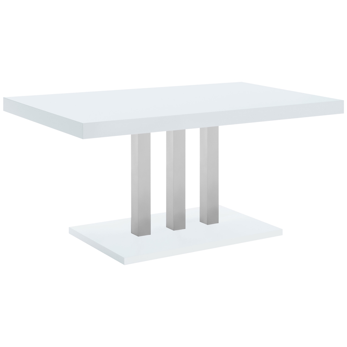 Picture of Coaster Furniture 193811 Brooklyn Rectangular Dining Table - White High Gloss & Chrome