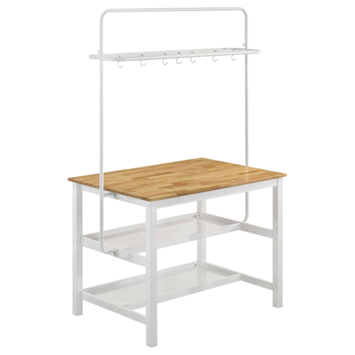 Picture of Coaster Furniture 122246 Hollis Kitchen Island Counter Height Table with Pot Rack - Brown & White