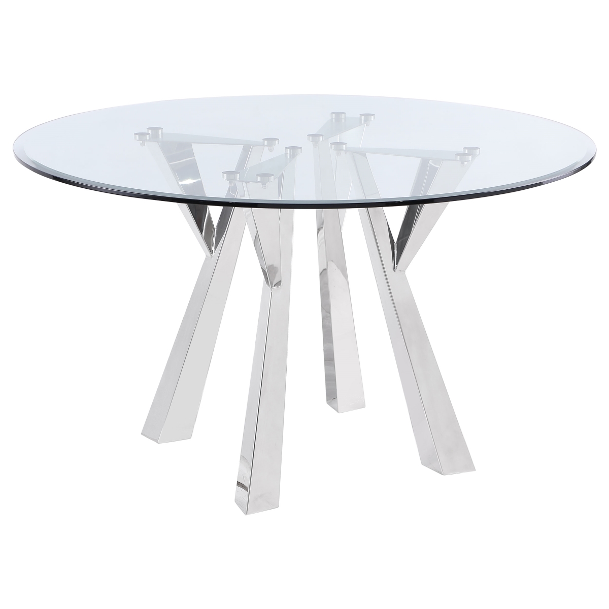 Picture of Coaster Furniture 190710 Alaia Round Glass Top Dining Table - Clear & Chrome