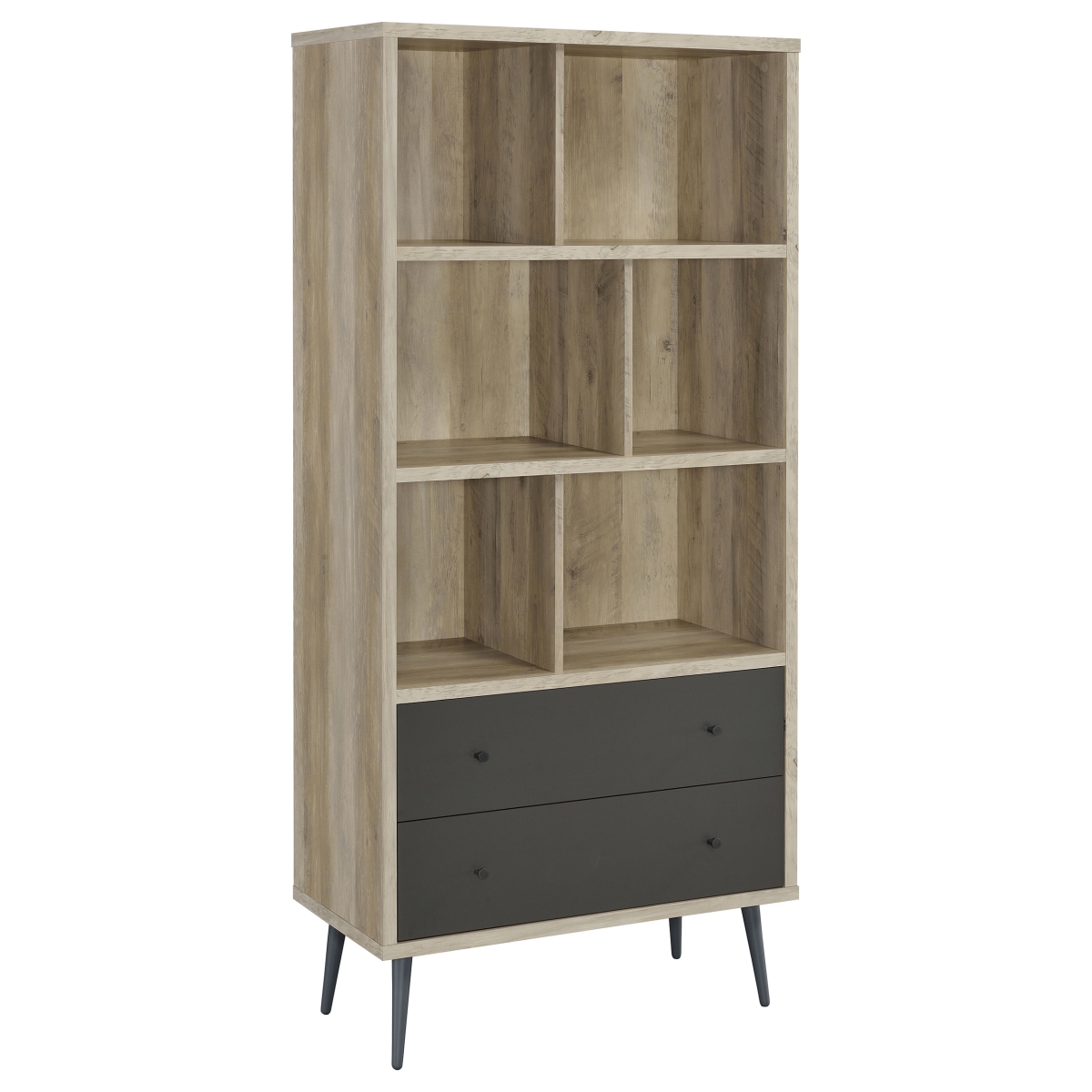 Picture of Coaster Furniture 801923 Maeve 3-Shelf Engineered Wood Bookcase with Drawers - Antique Pine & Gray