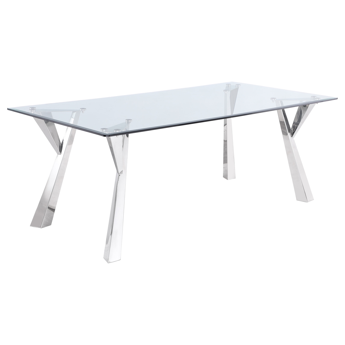 Picture of Coaster Furniture 190711 Alaia Rectangular Glass Top Dining Table - Chrome