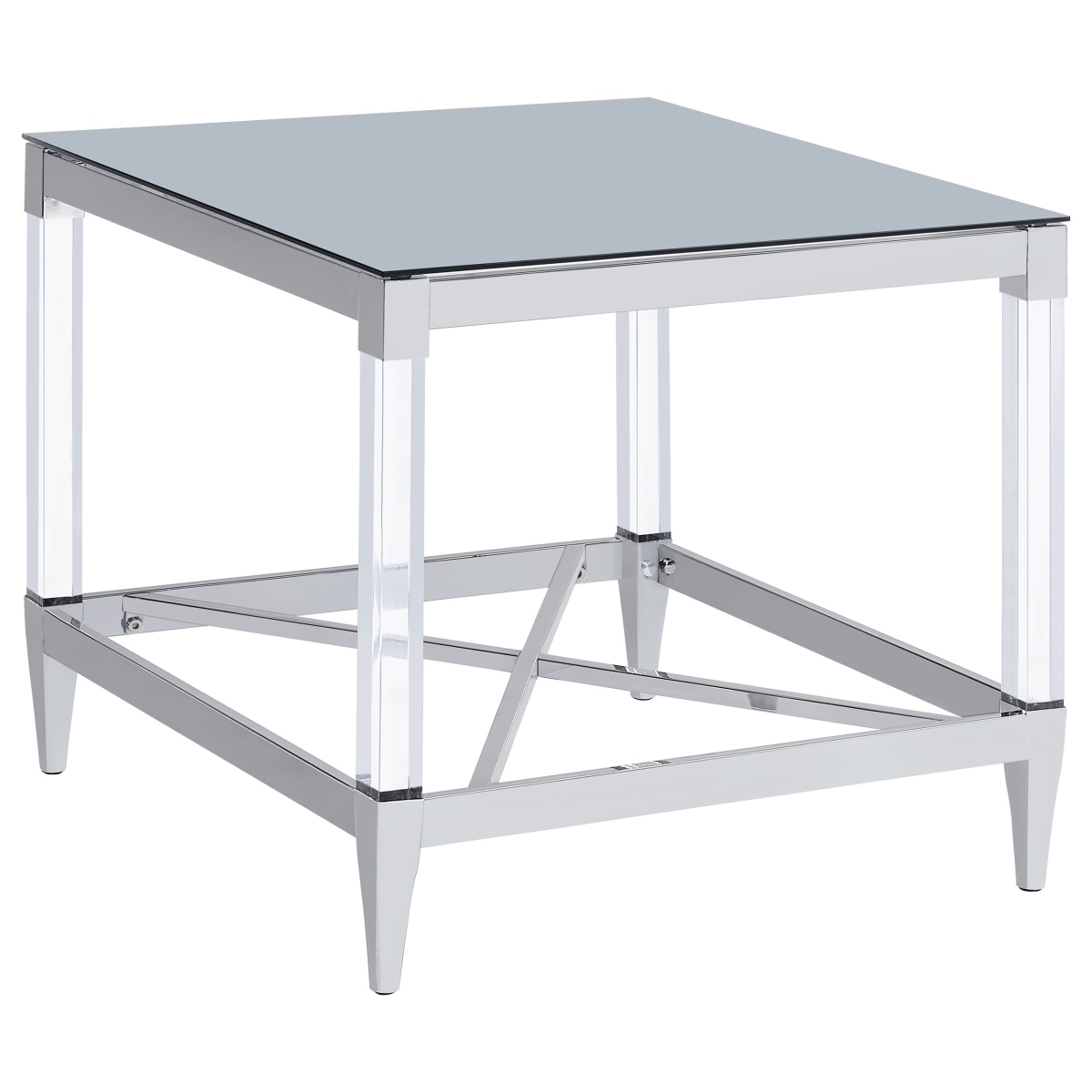 Picture of Coaster Furniture 709727 Lindley Square End Table with Acrylic Legs & Tempered Mirror Top - Chrome