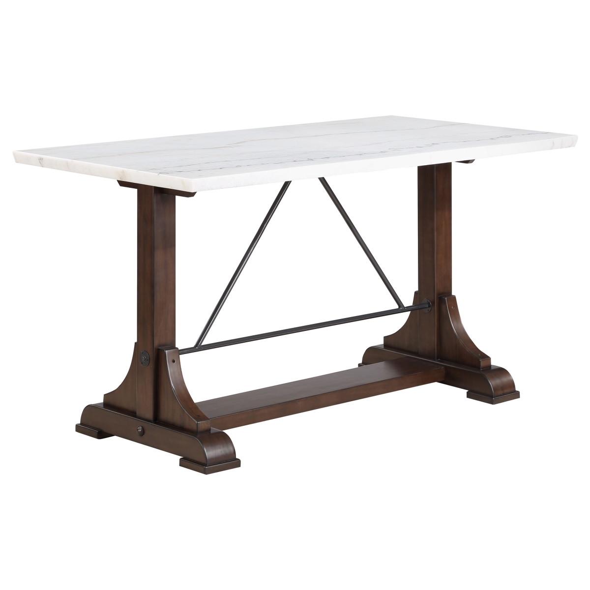 Picture of Coaster Furniture 182438 Aldrich Counter Height Trestle Base Dining Table with Genuine Marble Top - White & Dark Brown
