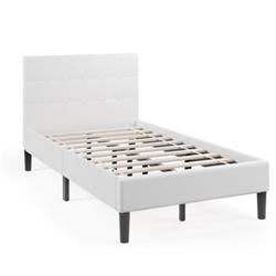 HU10017BE Platform Bed with Button Tufted Headboard, Beige