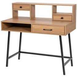 HU10136NA 42 in. Vanity Desk with Tabletop Shelf & 2 Drawer, Natural