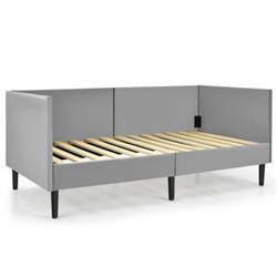 HU10166GR Twin Size Daybed Heavy Duty Wooden Sofa Bed Frame, Gray -  Total Tactic