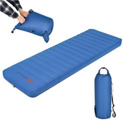 HU10179BL Self Inflating Folding Camping Sleeping Mattress with Carrying Bag, Blue