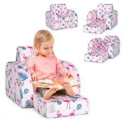 HV10048PI 3-in-1 Convertible Kid Sofa Bed Flip-Out Chair Lounger for Toddler, Pink