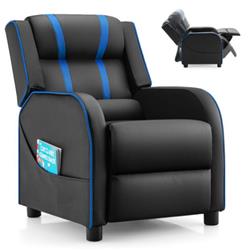 HV10105BL Kids Recliner Chair with Side Pockets & Footrest, Blue