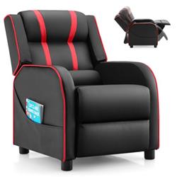 HV10105RE Kids Recliner Chair with Side Pockets & Footrest, Red