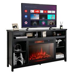 HV10115BK 58 in. TV Stand Entertainment Console Center with Adjustable Open Shelves, Black