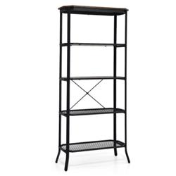 HV10176CF Industrial 5-Layer Bookshelf with Out-Stretched Legs, Rustic Brown