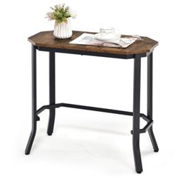 HV10177CF Narrow End Side Sofa Table with Rustic Tabletop, Rustic Brown