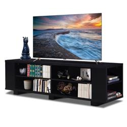 HW60170BK 59 in. Console Storage Entertainment Media Wood TV Stand, Black