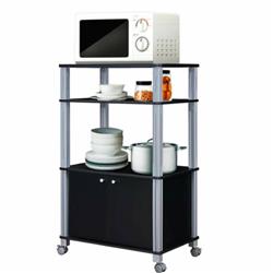 HW60180BK Microwave Rack Stand Rolling Storage Cart, Black